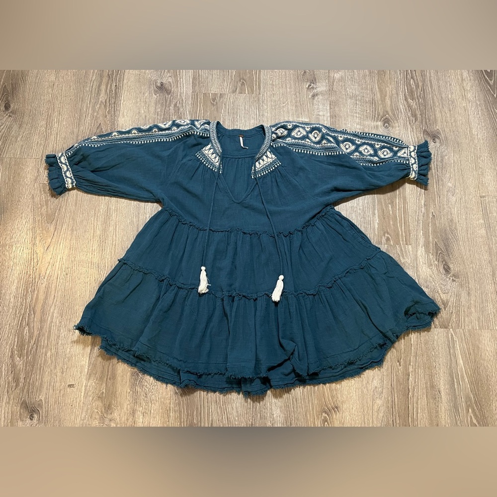 Free People Blue Embroidered Mini Dress - Picture 3 of 9